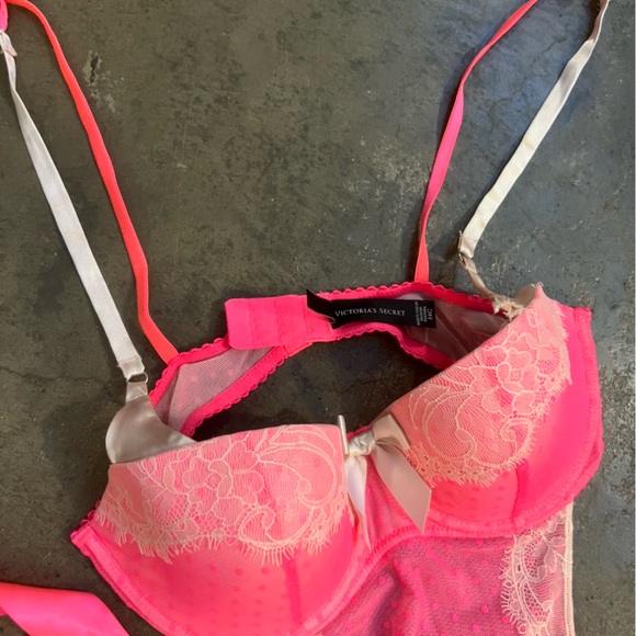 Victorias Secret Sexy Little Things Lace Chemise Babydoll 36C Pink Cream - Picture 6 of 8